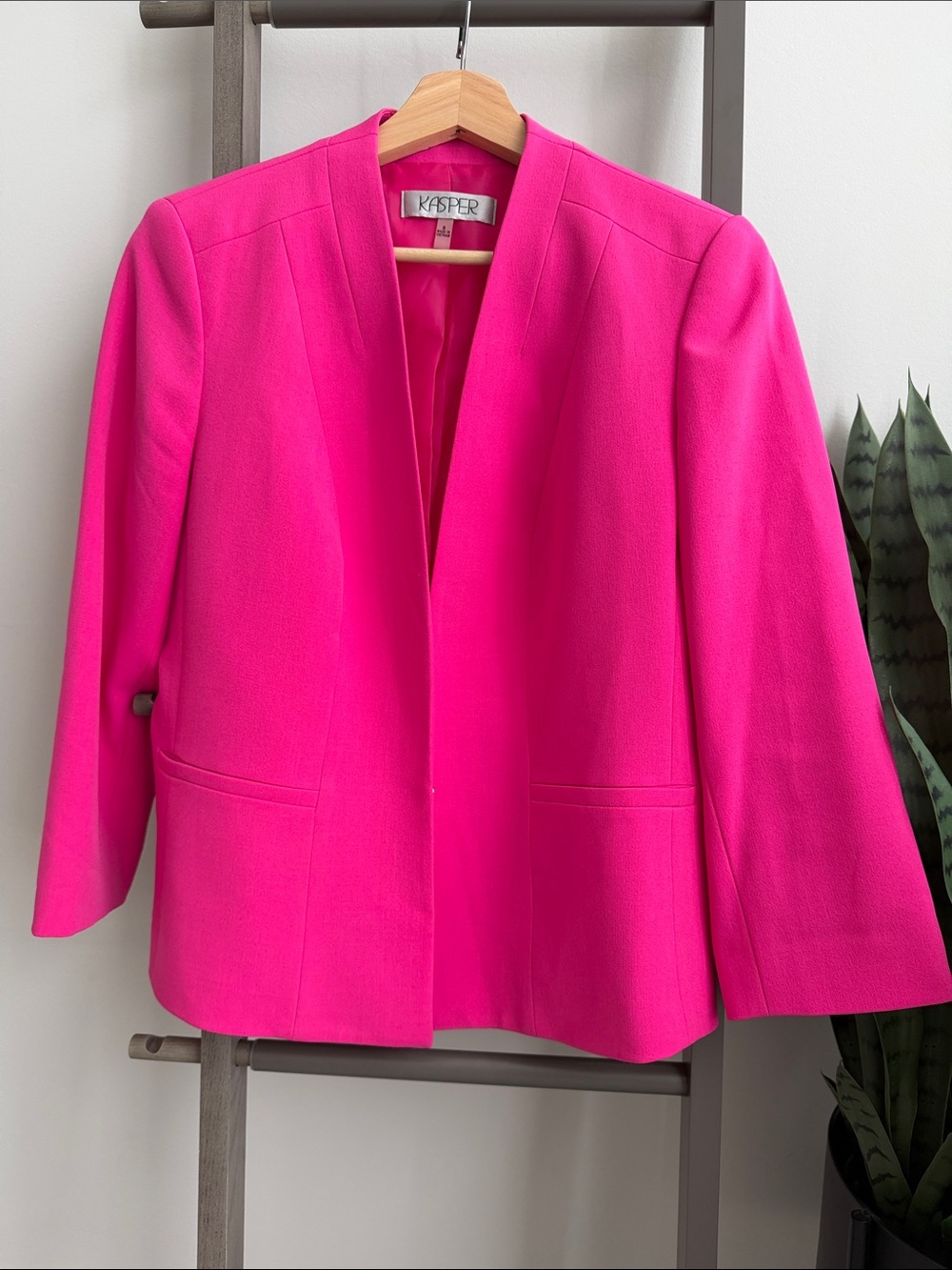 Kasper Women's Bright Pink Open-Front Blazer